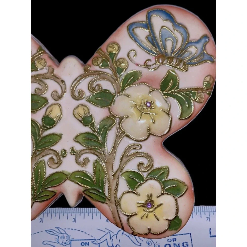 1915 Butterfly Shape‎ Nippon Gold Cloisonne Enameled Jewelry Trinket Box